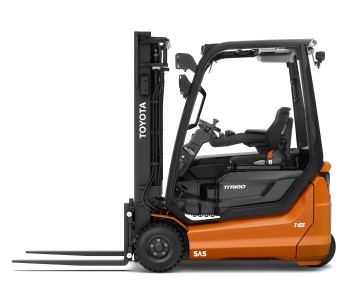 Toyota Traigo48 3-hjuls elektrisk gaffeltruck sett fra siden